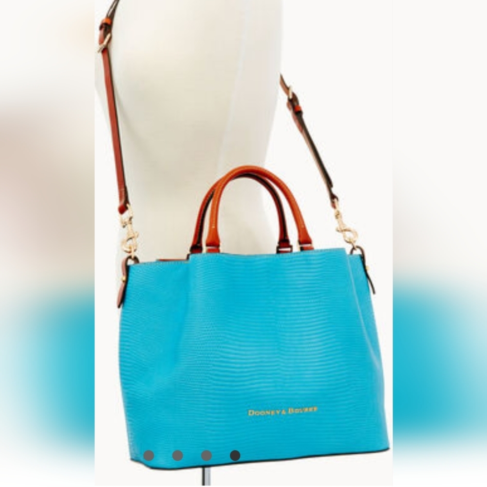 ✨️Dooney & Burke Embossed Lizard Large Barlow Bag in Aqua💙🦎 NWOT ✨️BEAUTIFUL✨️